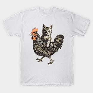 Funny Cat Riding a Chicken T-Shirt